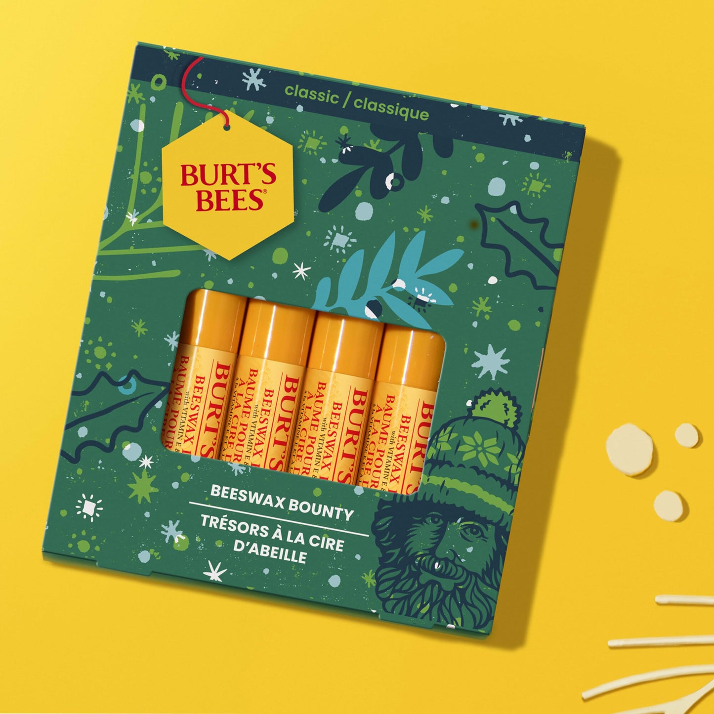 Burt's Bees Lip Balm Gift Set, Beeswax Bounty Classic, Perfect Lip Balms for Holiday Gift Baskets, 4-Pack, 0.15 oz.