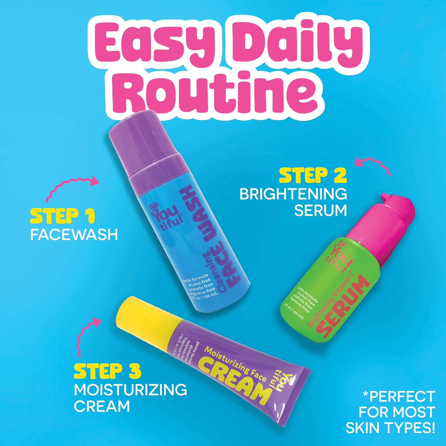BeYOUtiful Cleansing Face Wash, Preppy Skin Care for Teens, Tweens, and Kids, Gentle and Safe Acne Face Wash, Kids Facial Cleanser for Girls and Boys