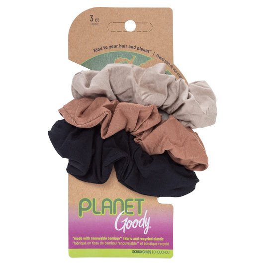 Goody Planet Ouchless Womens Hair Scrunchie, 3 Count, Assorted Neutral Colors, Suitable for All Hair Types, Pain-Free Accessories for Women, Create