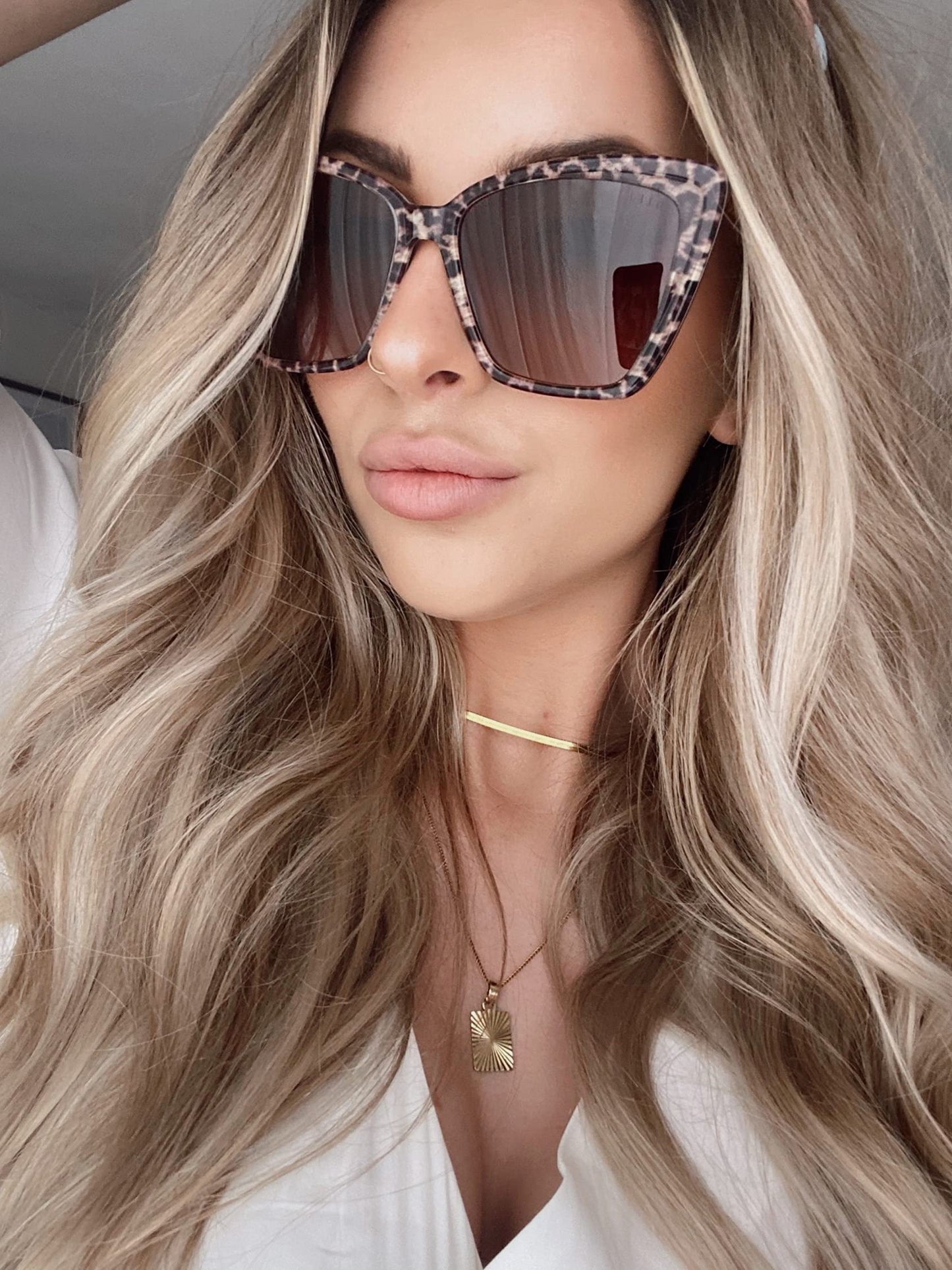 DIFF Becky II Designer Oversized Cat Eye Sunglasses for Women | Leopard Tortoise + Brown Gradient | 100% UV Protection