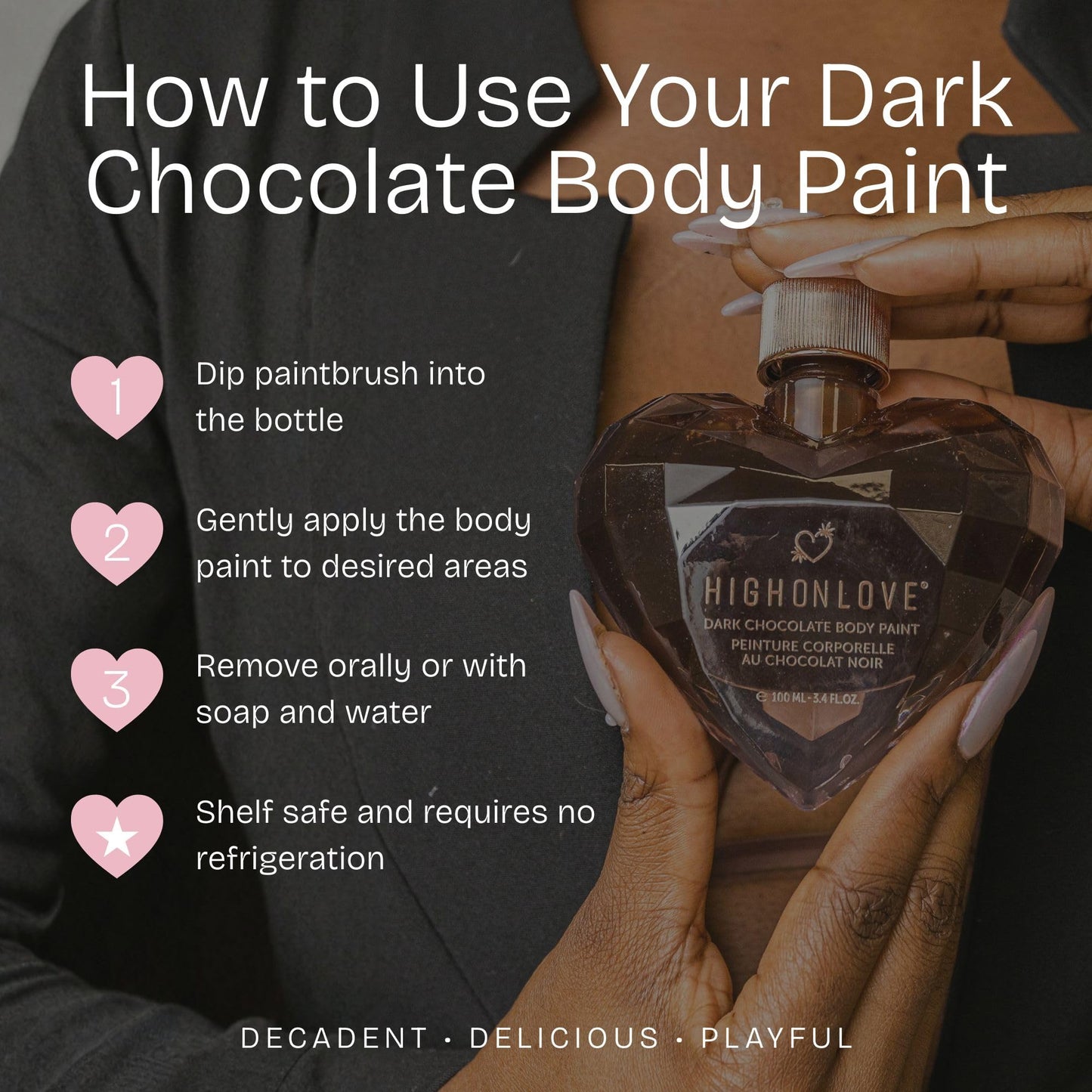 High On Love Dark Chocolate Body Paint - Vegan, All Natural Body & Face Paint Made with Real Cocoa and Hemp Seed Oil - Ingestible, Easy to Clean