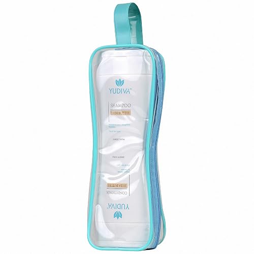 YUDIVA 2 Products in 1 Bottle, Shea Butter Shampoo & Conditioner Set, with travel bag, fits all hair types, 15.2 Fl oz