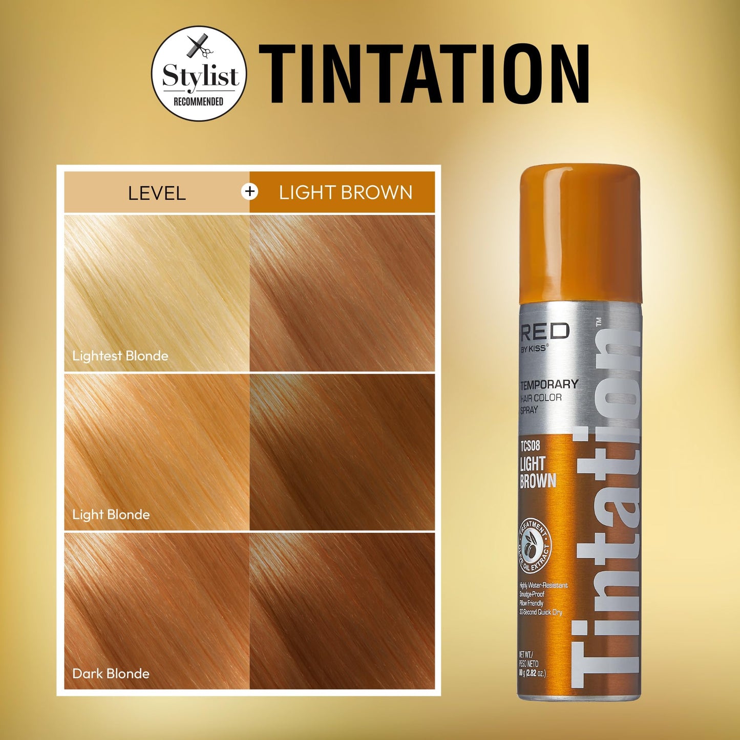 Red by Kiss Tintation Temporary Hair Color Spray, Instant Gray Root Touch Up Coverage, Water-Resistant & Smudge-Proof, Easy Wash Out, Barber