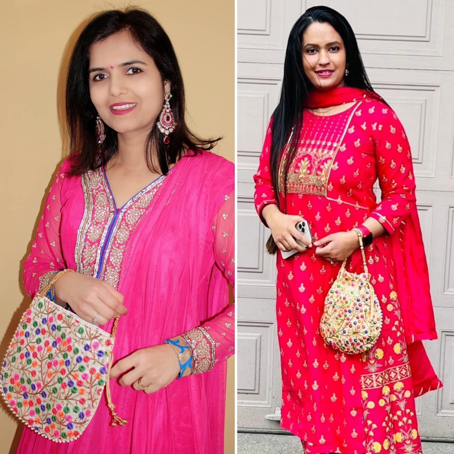 Embroidered Indian Ethnic Potli Bag for Women. Traditional, Handmade, Perfect for Weddings and Other Special Occasions (Multicolored)