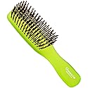 Giorgio GION2G Neon Green 6.25 inch Gentle Touch Detangler Hair Brush for Men Women & Kids. Soft Bristles for Sensitive Scalp. Wet & Dry for all Hair