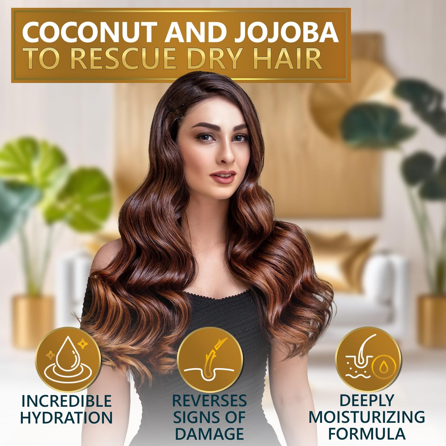 Coconut Shampoo and Conditioner Set - Sulfate Free and Paraben Free Intense Moisturizing Treatment with Jojoba - For Hydrating Your Scalp