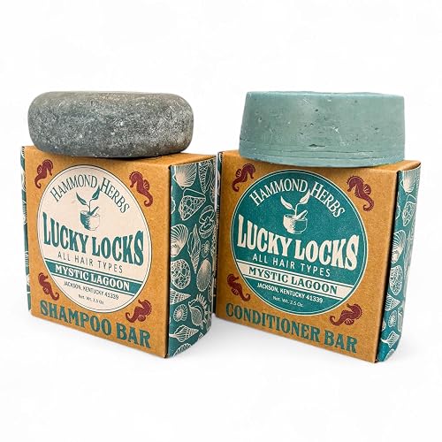 Lucky Locks | Pick Your Scent | Natural Shampoo & Conditioner Bar Set | Zero Waste Hair Care | Sulfate Free (Mystic Lagoon)
