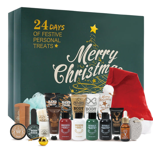 BODY & EARTH 2025 Advent Calendar for Men Christmas Holiday Gifts 24 Days of Countdown Calendar, Advent Beauty Calendar 2025 Adult 24PCS Beard Care Beauty and Personal Care BODY & EARTH