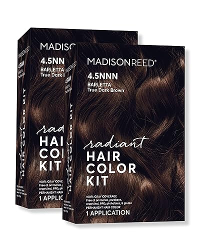 Madison Reed Radiant Hair Color Kit - 4.5NNN Darkest Brown with Warm Tones (Barletta Brown), 100% Gray Hair Coverage Permanent Hair Dye for Resistant