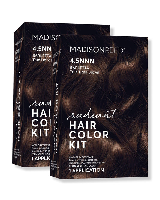 Madison Reed Radiant Hair Color Kit - 4.5NNN Darkest Brown with Warm Tones (Barletta Brown), 100% Gray Hair Coverage Permanent Hair Dye for Resistant