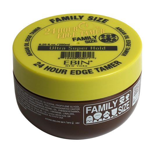 EBIN NEW YORK 24 Hour Edge Tamer, Ultra Super Hold, 8.25 Oz - No Flaking, No White Residue, Shine and Smooth texture with Argan Oil and Castor Oil