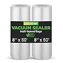 NutriChef Vacuum Sealer Bags 8x50 Rolls 2 pack Compatible with All Brands, Commercial Grade, Heavy Duty, Great for vac storage, Meal Prep or Sous Vide