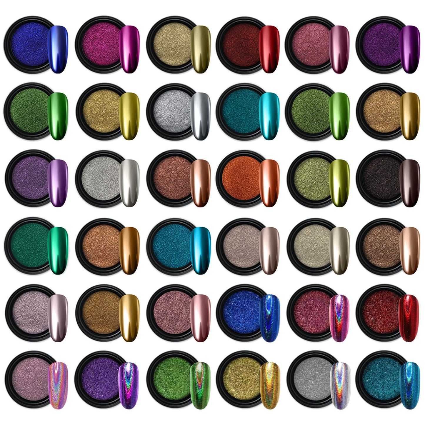 Artdone 36 Jars Chrome Nail Powder Nail Art Fimo Decoration Metallic Mirror Effect Holographic Aurora Chameleon Pigment Powder 1g/Jar Pearl for Resin Beauty and Personal Care Artdone Default Title