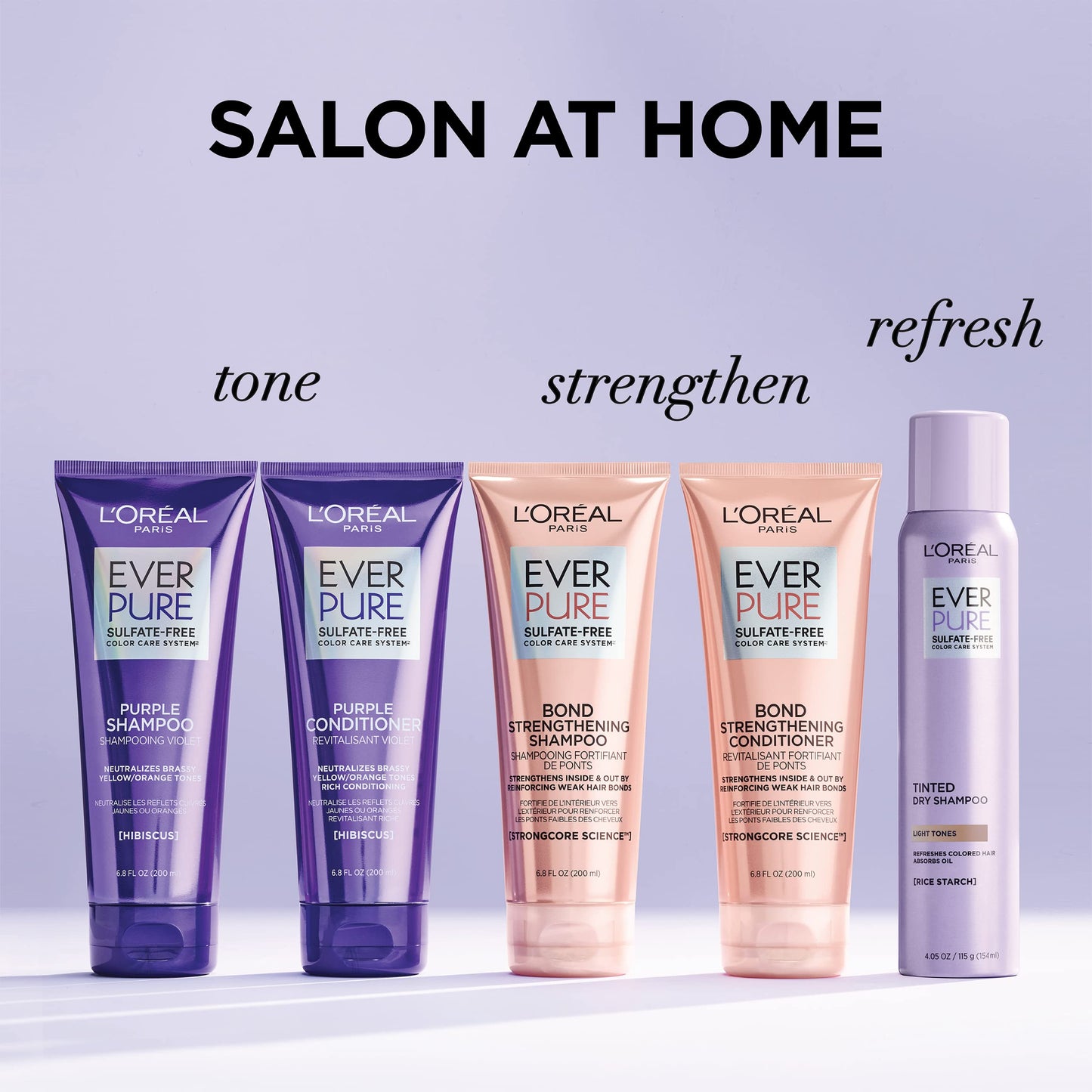 L’Oréal Paris EverPure Sulfate Free Brass Toning Purple Shampoo for Blonde, Bleached, Silver, or Brown Highlighted Hair, 11 Fl; Oz (Packaging May Beauty and Personal Care L'Oreal Paris