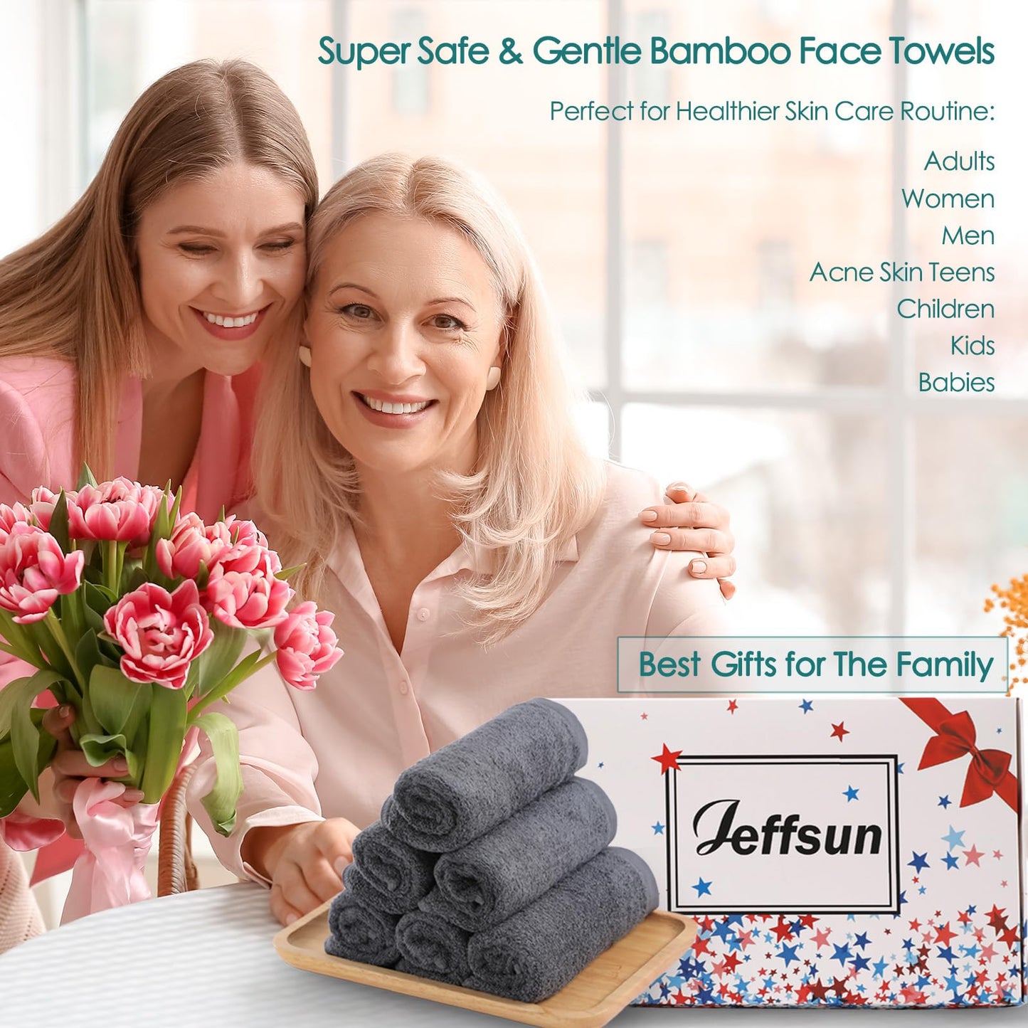 Wash Cloths 6 Pack, Super Soft & Skin Friendly Face Towel for Sensitive Skin, Reusable Washable Makeup Remover Cloth, 10x10 inch Small Baby Beauty and Personal Care JEFFSUN