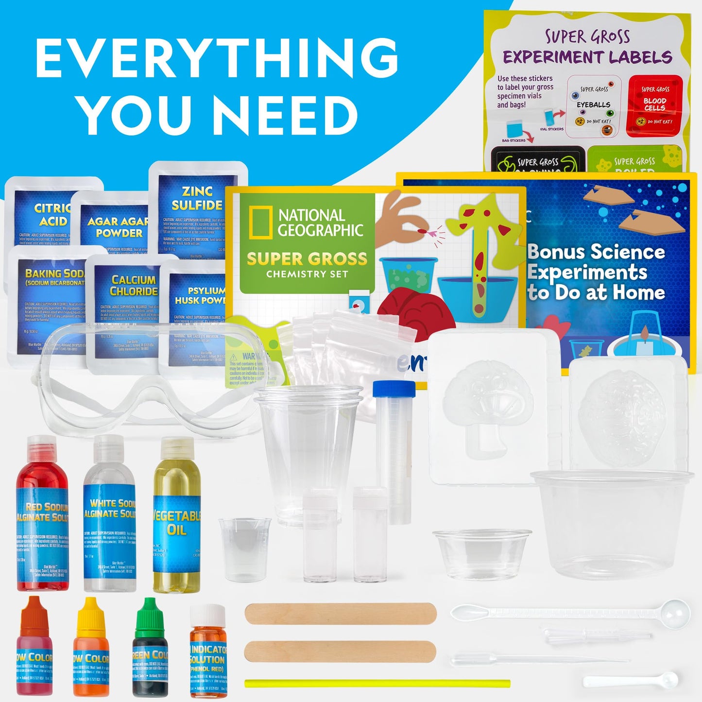 NATIONAL GEOGRAPHIC Gross Science Kit – 45 Experiments, Slime & Brain Dissection, Creepy STEM Toys & Halloween Gifts for Kids 8-12