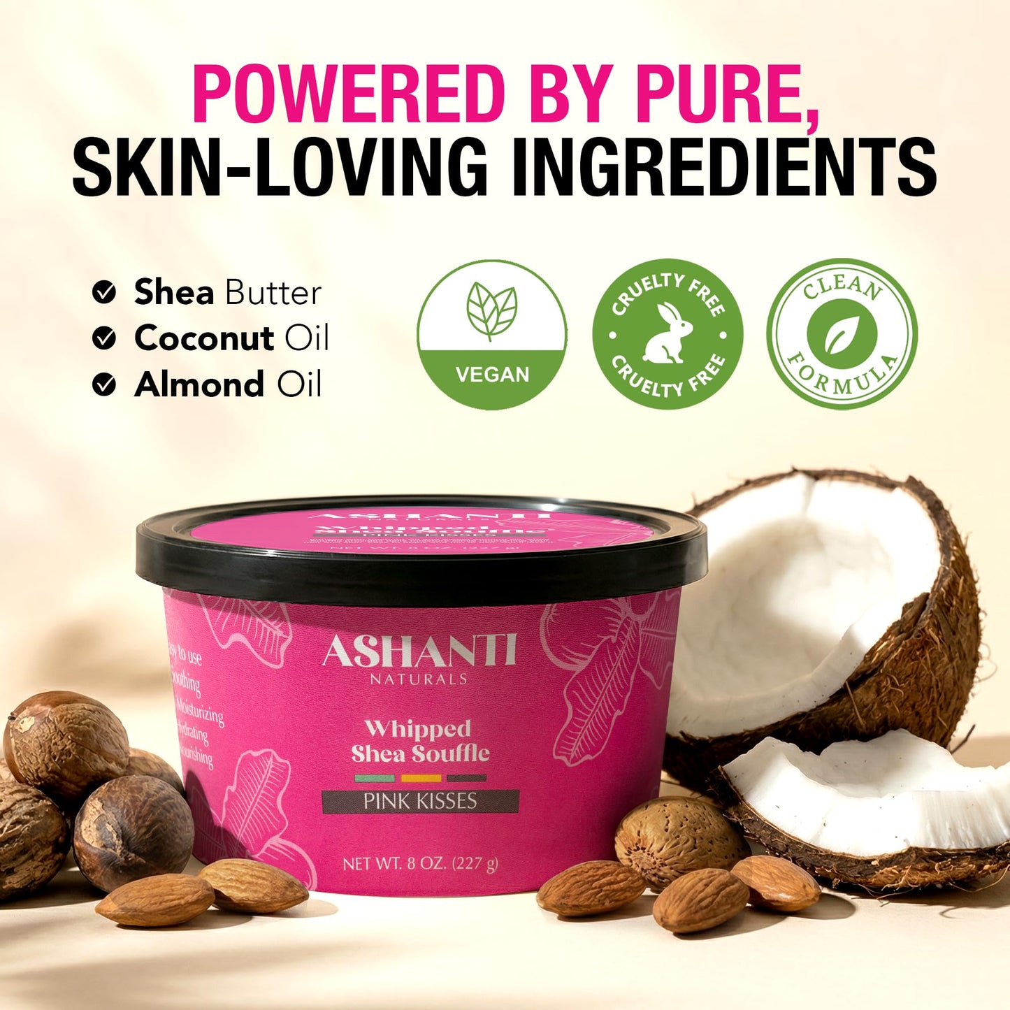 Ashanti Naturals Scented Whipped Shea Butter | African Body Butter for Men w/Coconut and Almond Oil (Blackjack Souffle, 8 oz)