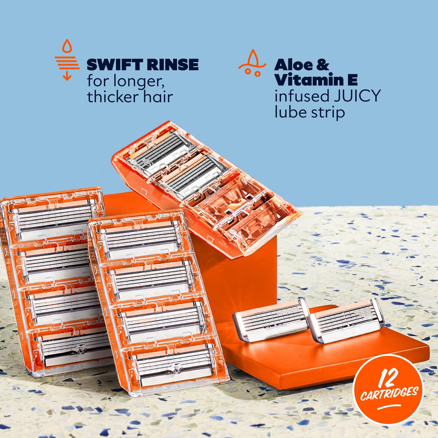 Dollar Shave Club | 4 Blade Razor Refills (12 Pack) | Swift Rinse Blades for Longer and Thicker Hair Beauty and Personal Care Dollar Shave Club