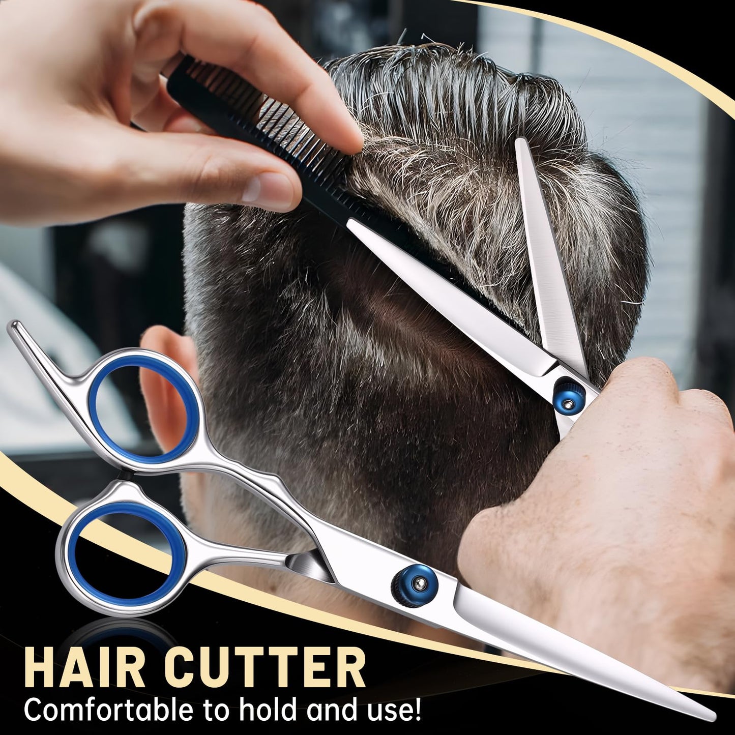 YUQGAOP Hair Cutting Scissors Set, Professional Stainless Cutting Hair Scissors, Barber Hair Cutting Scissors Thinning Shears Sharp Blades Hairdresser Beauty and Personal Care YUQGAOP