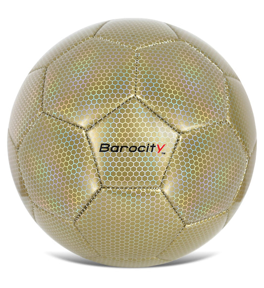 Barocity Classic Gold Size 4 Soccer Ball - Premium Outdoor and Indoor Ball with Reflective Iridescent Rainbow Hex Pattern, Perfect for Boys and Girls…