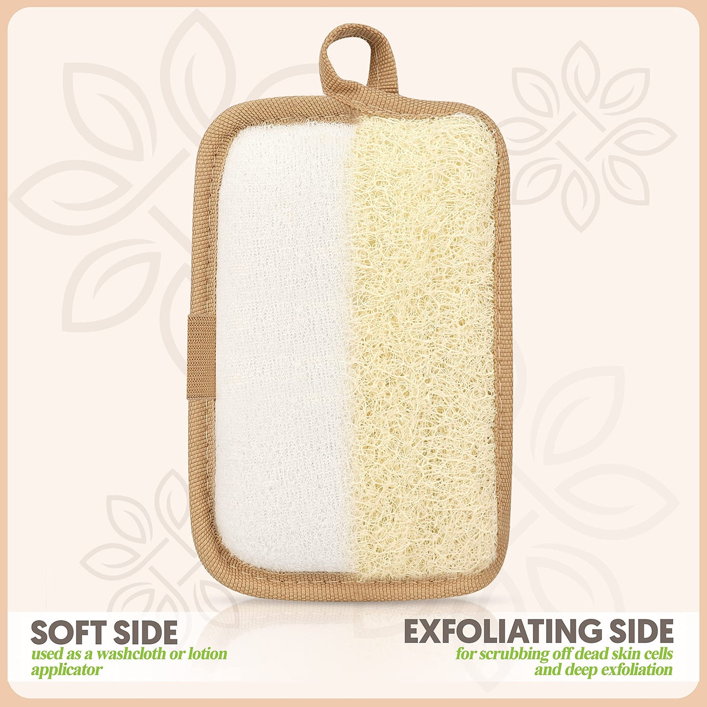 Almooni Premium Egyptian Exfoliating Loofah Pad Body Scrubber - Rectangular loofa Shape - Made with Natural Egyptian Shower lufa Sponge That Gets You