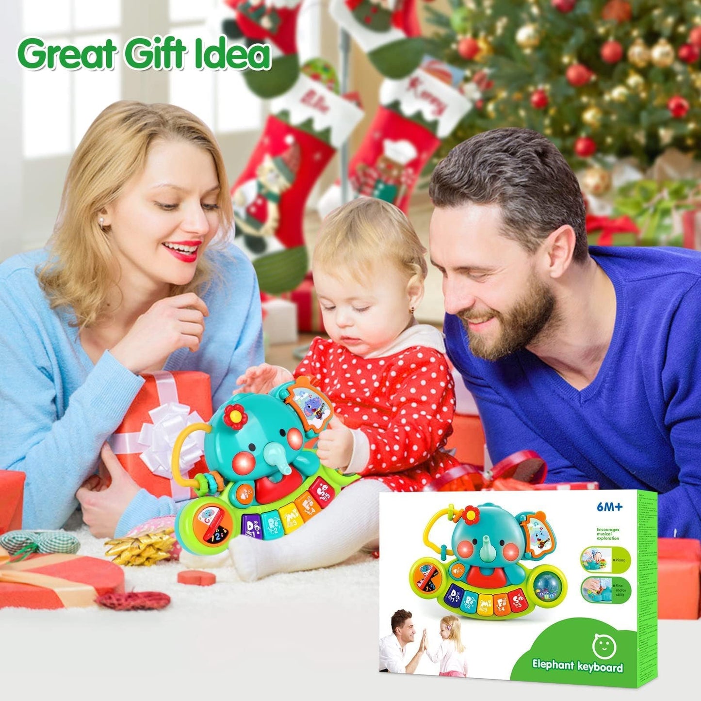 Baby Piano Toy – Light Up Musical Keyboard for Infants 6–18 Months, Early Learning Educational Toy Gift for Boys & Girls Ages 0–1 Year