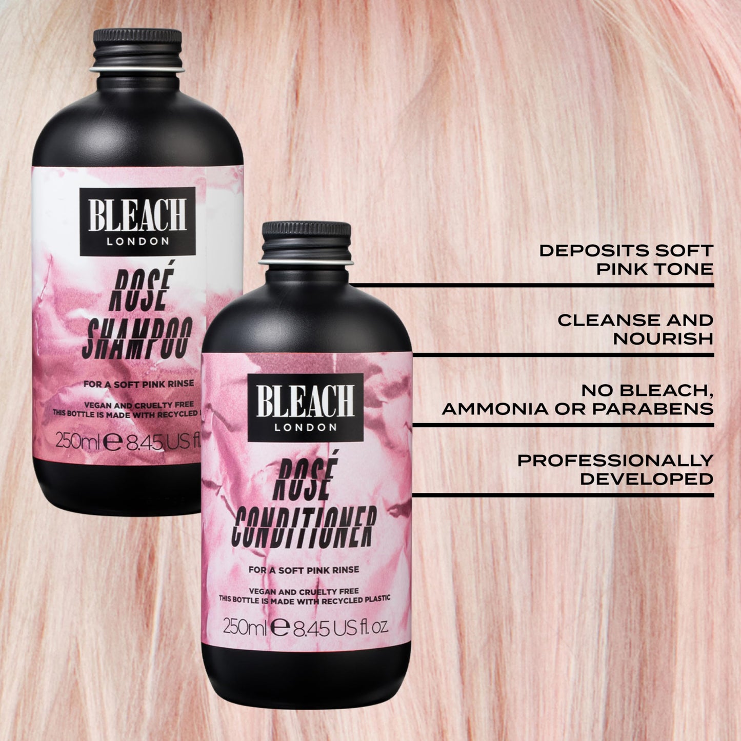 BLEACH LONDON Rose Shampoo & Conditioner Duo 250ml