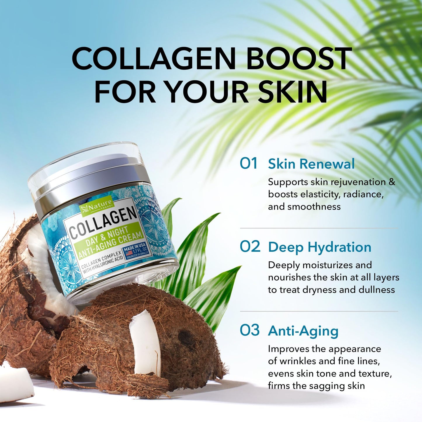 Collagen Cream for Face with Retinol & Hyaluronic Acid - Face Moisturizer for Women & Men - Skin Tightening & Firming - Anti Aging Daily Face