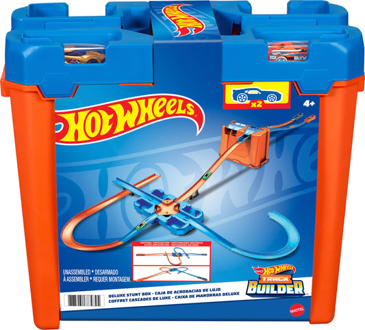 Hot Wheels Toy Car Track Builder Playset, Deluxe Stunt Box with 25 Component Parts & 1:64 Scale Vehicle (Amazon Exclusive)