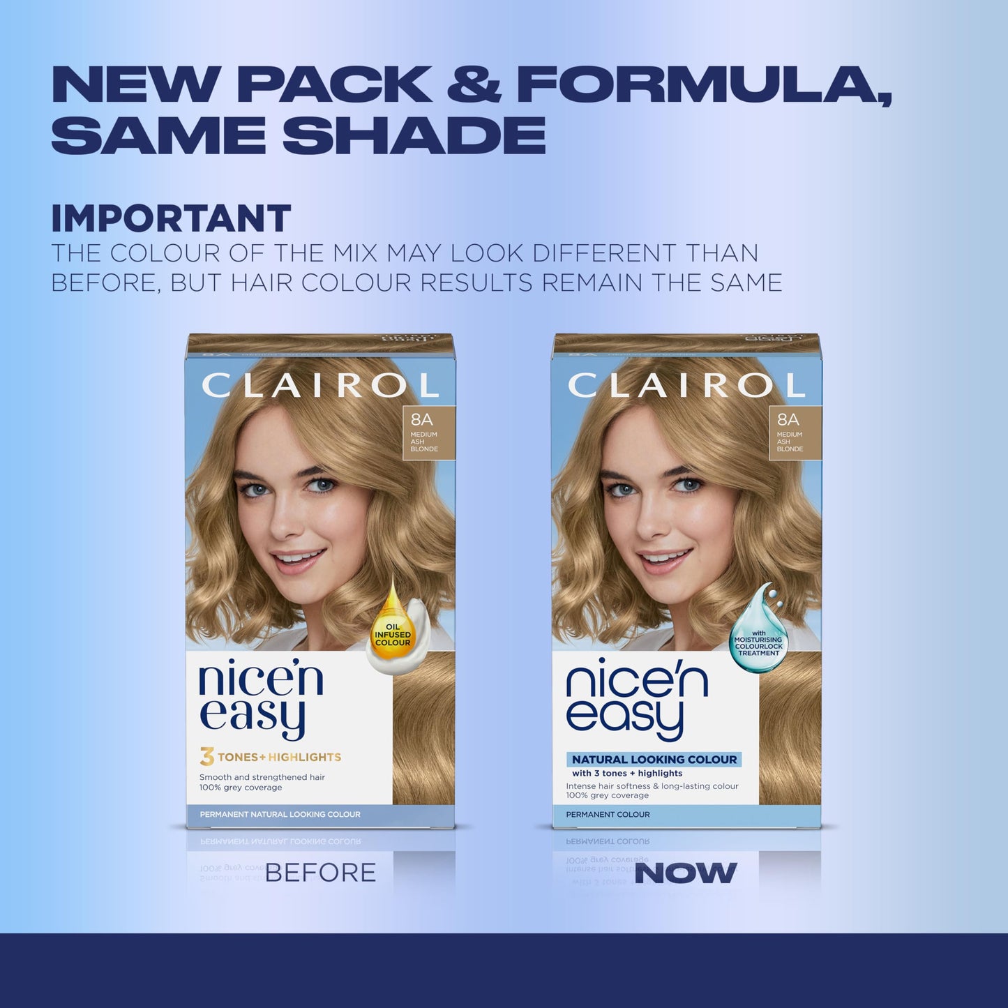 Clairol Nice'n Easy Permanent Hair Dye, 8A Medium Ash Blonde | 100% Gray Coverage | Long?Lasting, Natural?Looking Color & Shine | Pack of 1