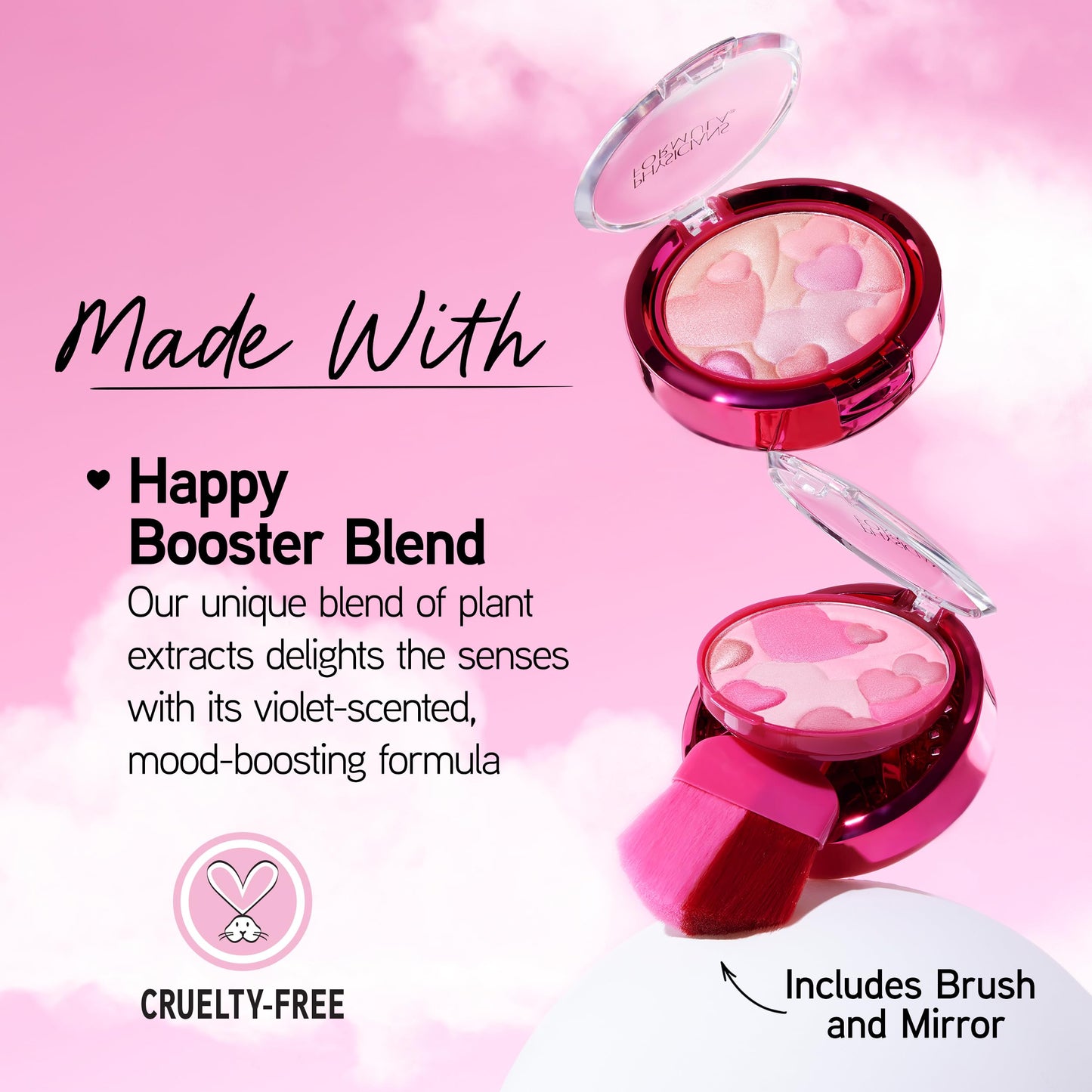 Physicians Formula Happy Booster Glow & Mood Boosting Blush, Silky Smooth Formula, Hypoallergenic, Blends Easily with Radiant Finish - Rose