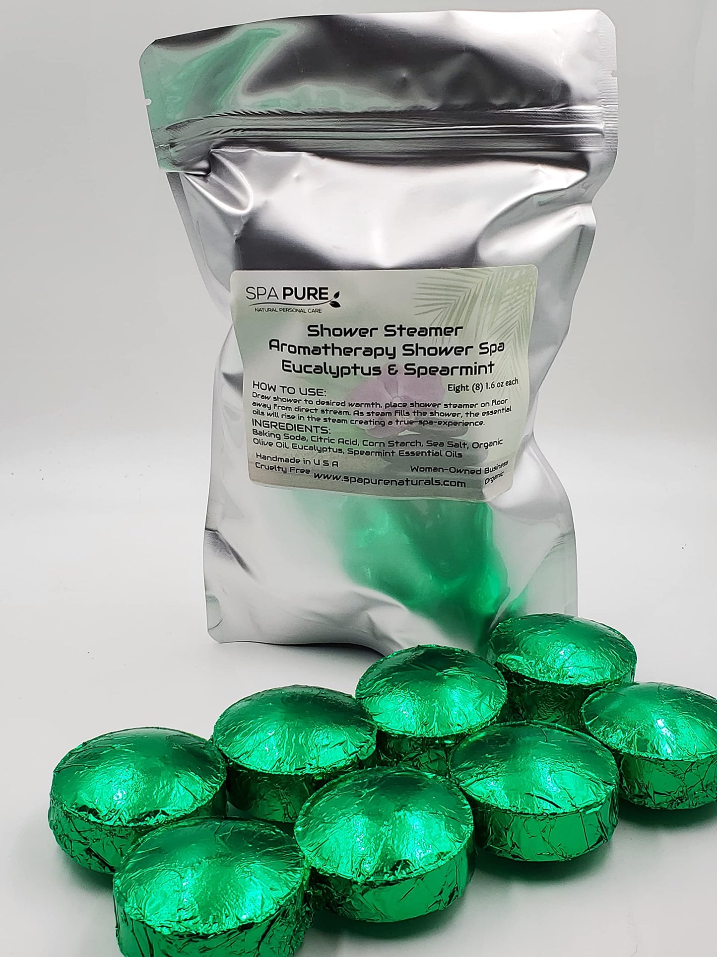 EUCALYPTUS SPEARMINT Aromatherapy Shower Bombs: 100% Natural/Organic Essential Oils - Transform Your Shower - Transform Your Mood (8 Count) Pack of 1