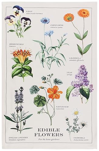 Now Designs Edible Flowers Printed Kitchen Towel, 18x28 inches