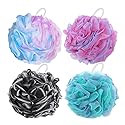 BTYMS 4 Pieces Shower Loofahs Bath Sponges 60g Bath Scrunchies Mesh Pouf Exfoliating Loofa for Body Washing