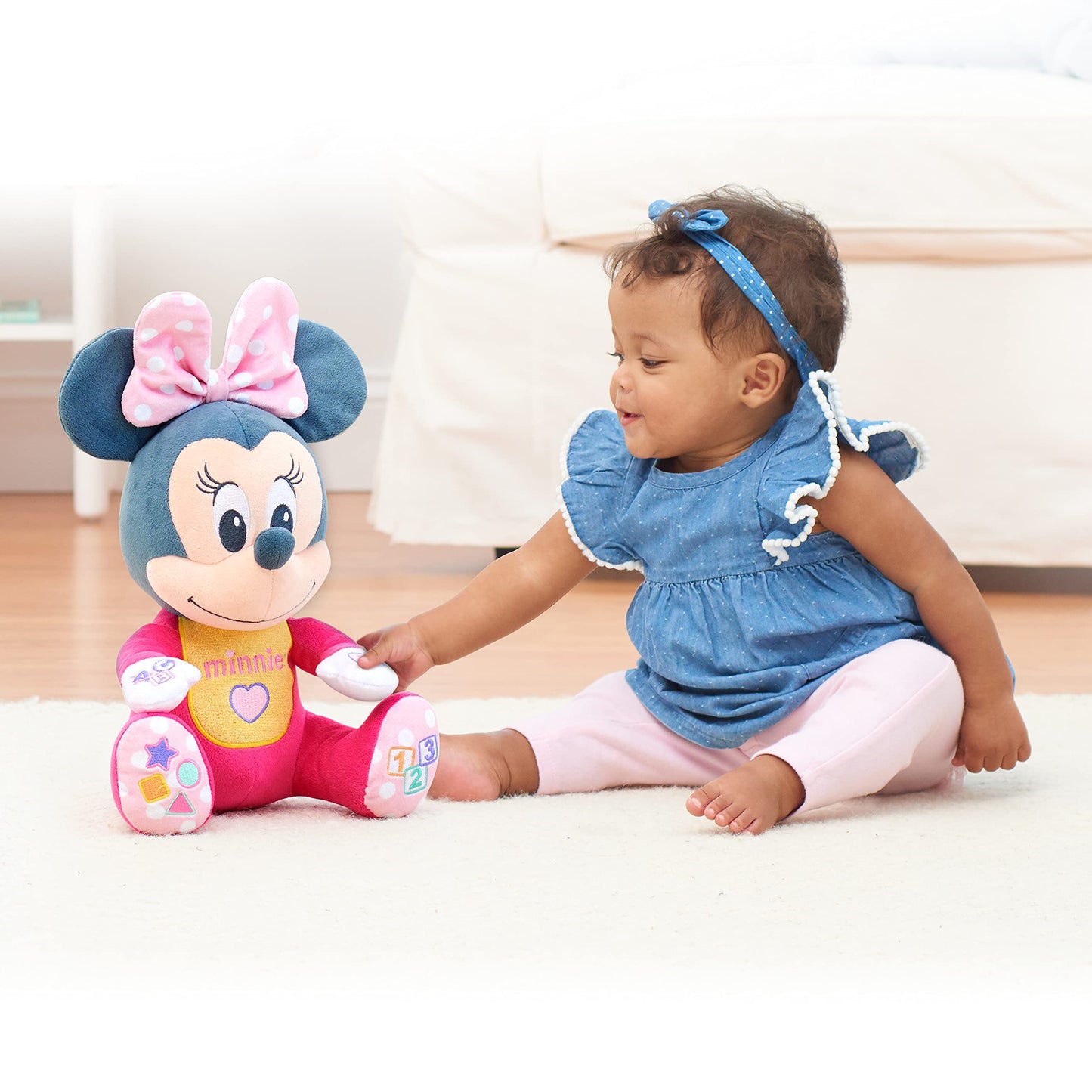 Disney Baby Musical Discovery Plush Minnie Mouse with Sounds and Phrases, Sings ABCs, 123s, and Colors Songs, Kids Toys for Ages 06 Month by Just Play