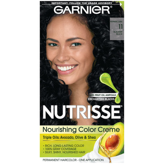 Garnier Nutrisse Nourishing Hair Color Creme, 11 Blackest Black (Packaging May Vary) Beauty & Personal Care Garnier
