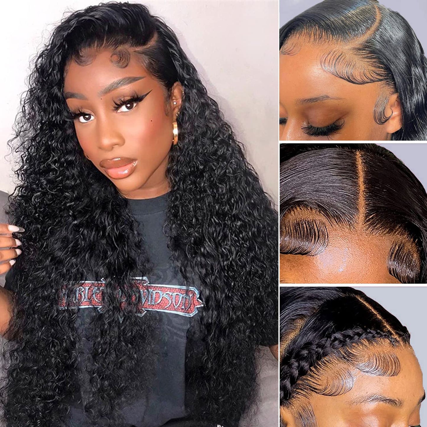 Nervoss HD Lace Front Wigs Human Hair Water Wave 13x4 Lace Front Wigs Pre Plucked with Baby Hair Deep Wave Glueless Transparent Lace Front Wigs