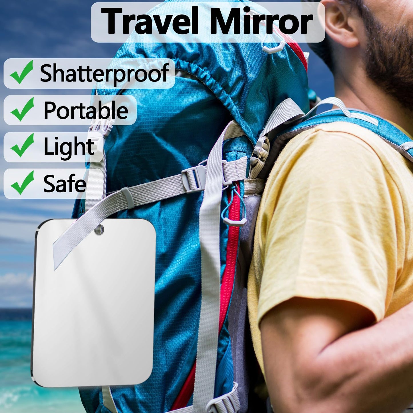 NKJVE Shatterproof Shower Mirror fogless for Shaving Mirror (Larger,11"x8") Small Wall Hanging Camp Vanity Mirror,Unbreakable Makeup Travel Camping