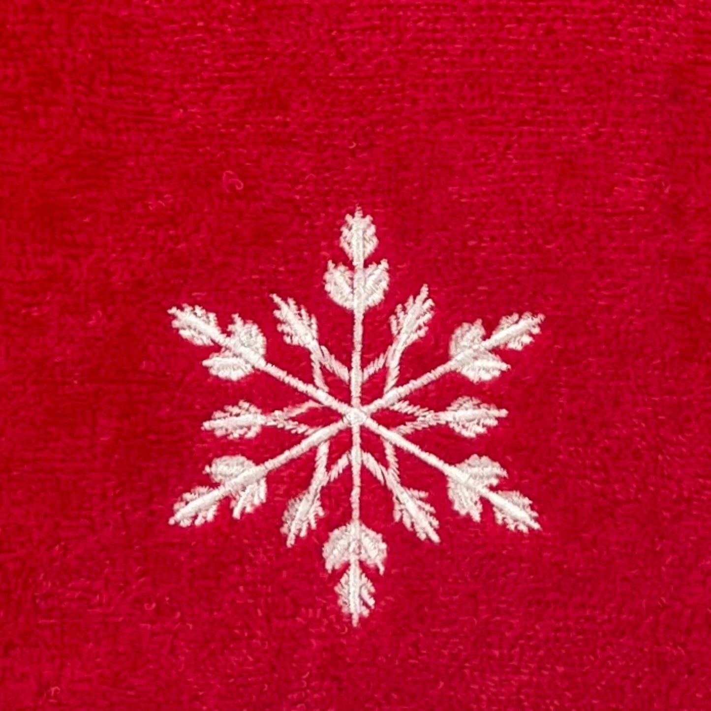 Serafina Home Christmas Bath Fingertip Towels, Red with White Embroidered Snowflake, 2 Piece Set, 12 x 18 inches, 100% Cotton,for bathrooms & Kitchens