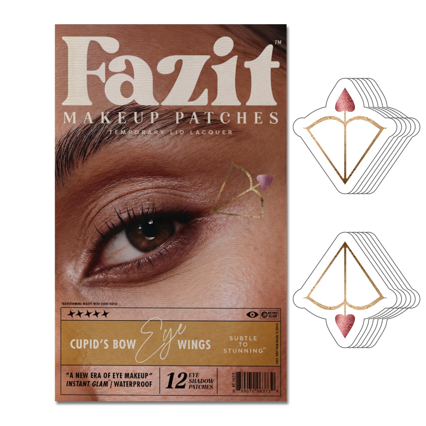 Fazit Makeup Patches - Cupid's Bow Eye Wings - Glow Up Make-Up Patches - Cute Glitter Makeup Accessories For Women - Cosmetic Glitter For Face