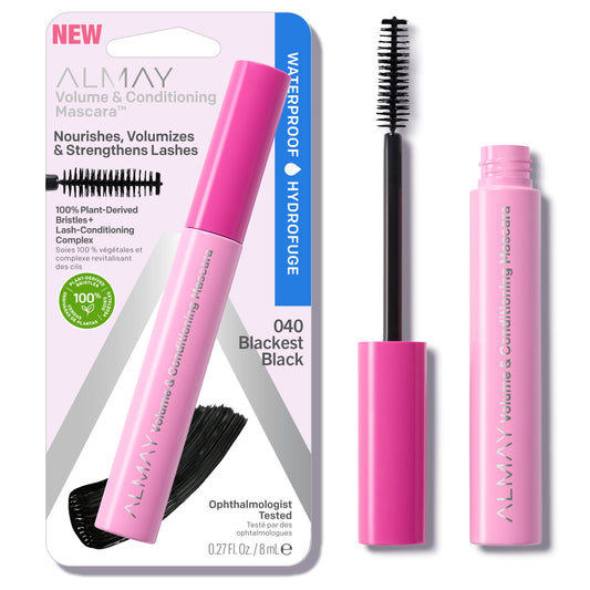 Almay Volume & Conditioning Mascara, Hydrating All Day Wear, 40 Blackest Black Waterproof, 0.27 fl oz