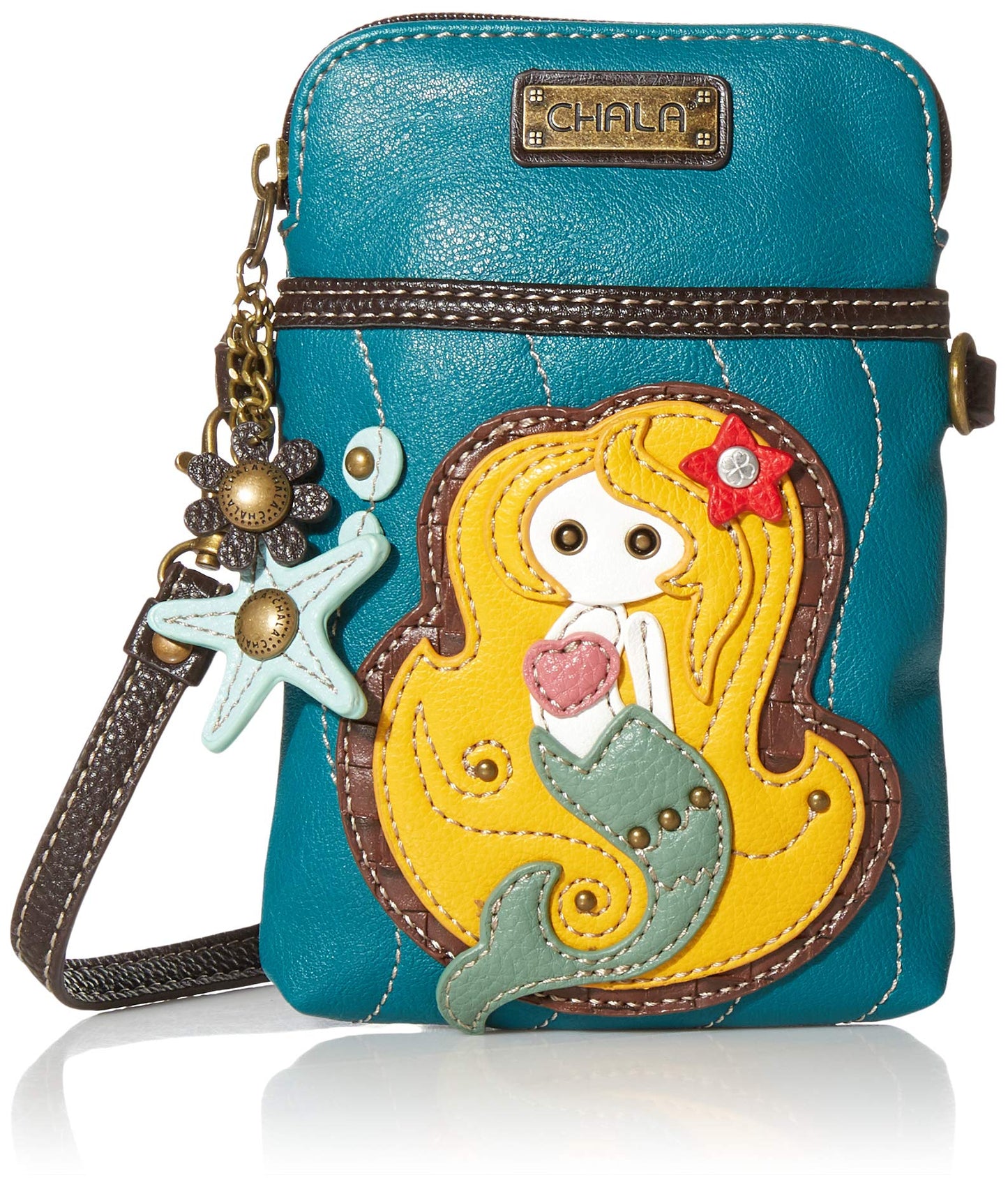Chala Cellphone Crossbody Handbag Mermaid/Blue, 5" x 7.5" x 1"