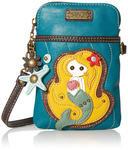 Chala Cellphone Crossbody Handbag Mermaid/Blue, 5" x 7.5" x 1" Fashion CHALA