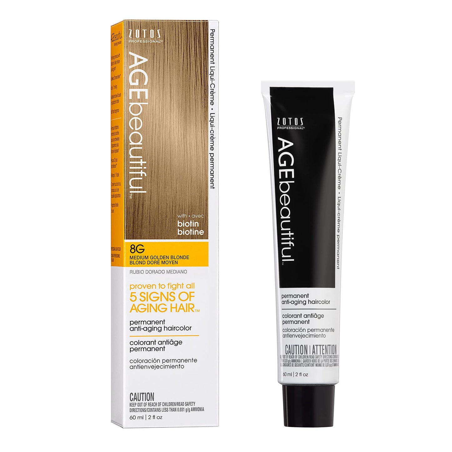 AGE beautiful Permanent Hair Color Dye Liqui Creme | 100% Gray Coverage | Anti-Aging Haircolor | Biotin for Thicker, Fuller Hair | Professional Salon