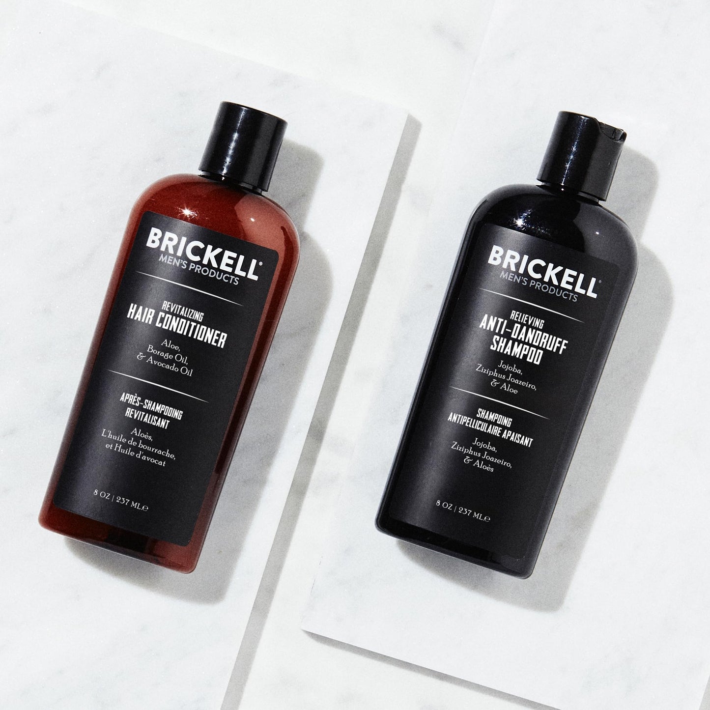 Brickell Men's Daily Relieving Hair Care Routine, Dandruff Shampoo & Conditioner Set For Men, With Salicylic Acid, Jojoba, and Zizyphus Joazeiro