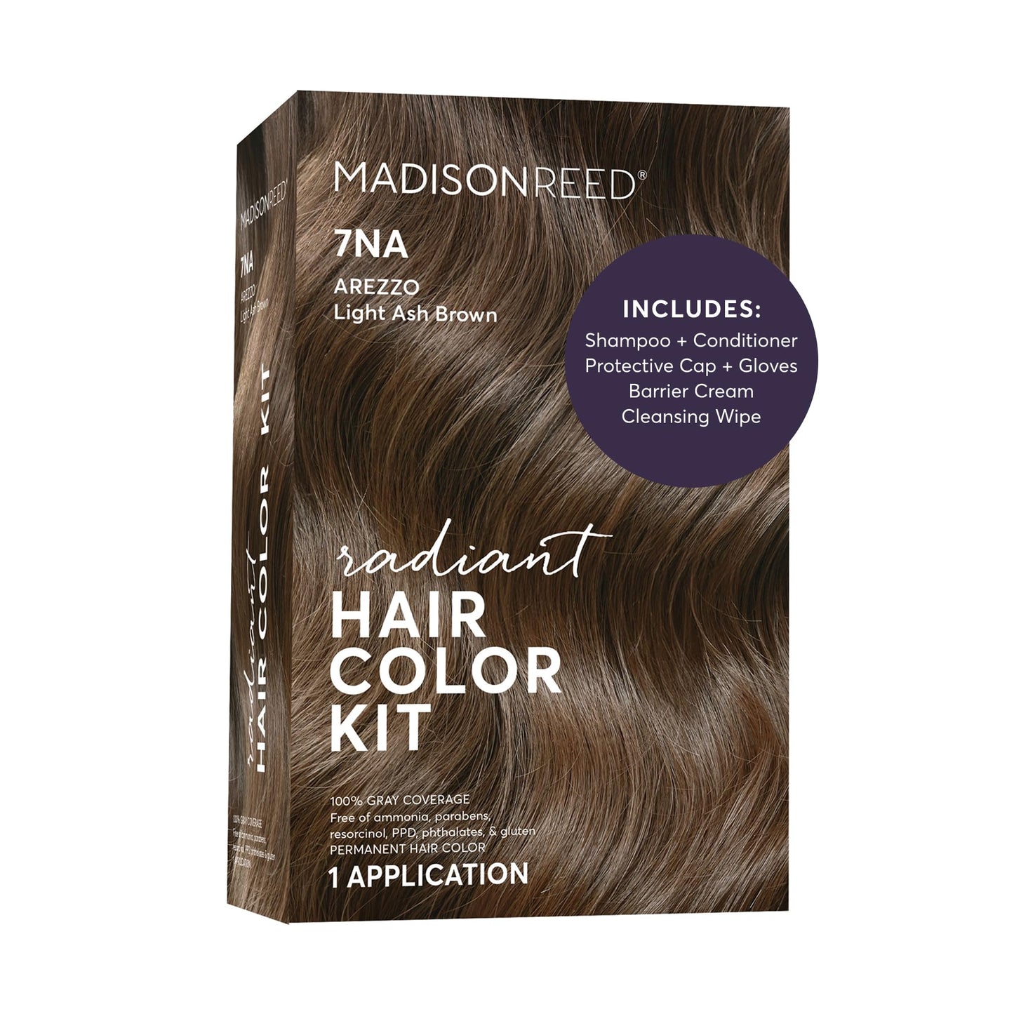 Madison Reed Radiant Hair Color Kit - 7NA Light Ash Brown with Cool Smoky Undertones (Arezzo Brown), Permanent Hair Dye, Superior Gray Coverage