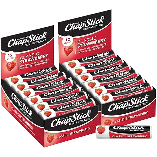 ChapStick Bulk Classic Strawberry Lip Balm, 24-Count - Tinted Lip Moisturizer, Juicy & Sweet, 0.15 Oz Ea