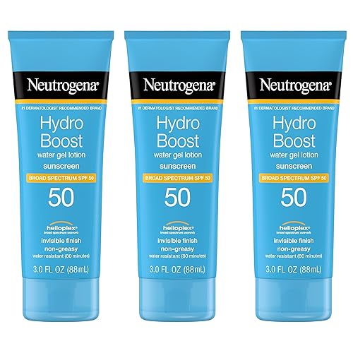 Neutrogena Hydro Boost Water Gel Moisturizing Sunscreen Lotion, Broad Spectrum Sunblock SPF 50, Water Resistant Travel Size Sunscreen For Sensitive