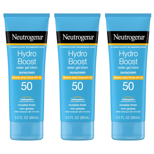 Neutrogena Hydro Boost Water Gel Moisturizing Sunscreen Lotion, Broad Spectrum Sunblock SPF 50, Water Resistant Travel Size Sunscreen For Sensitive