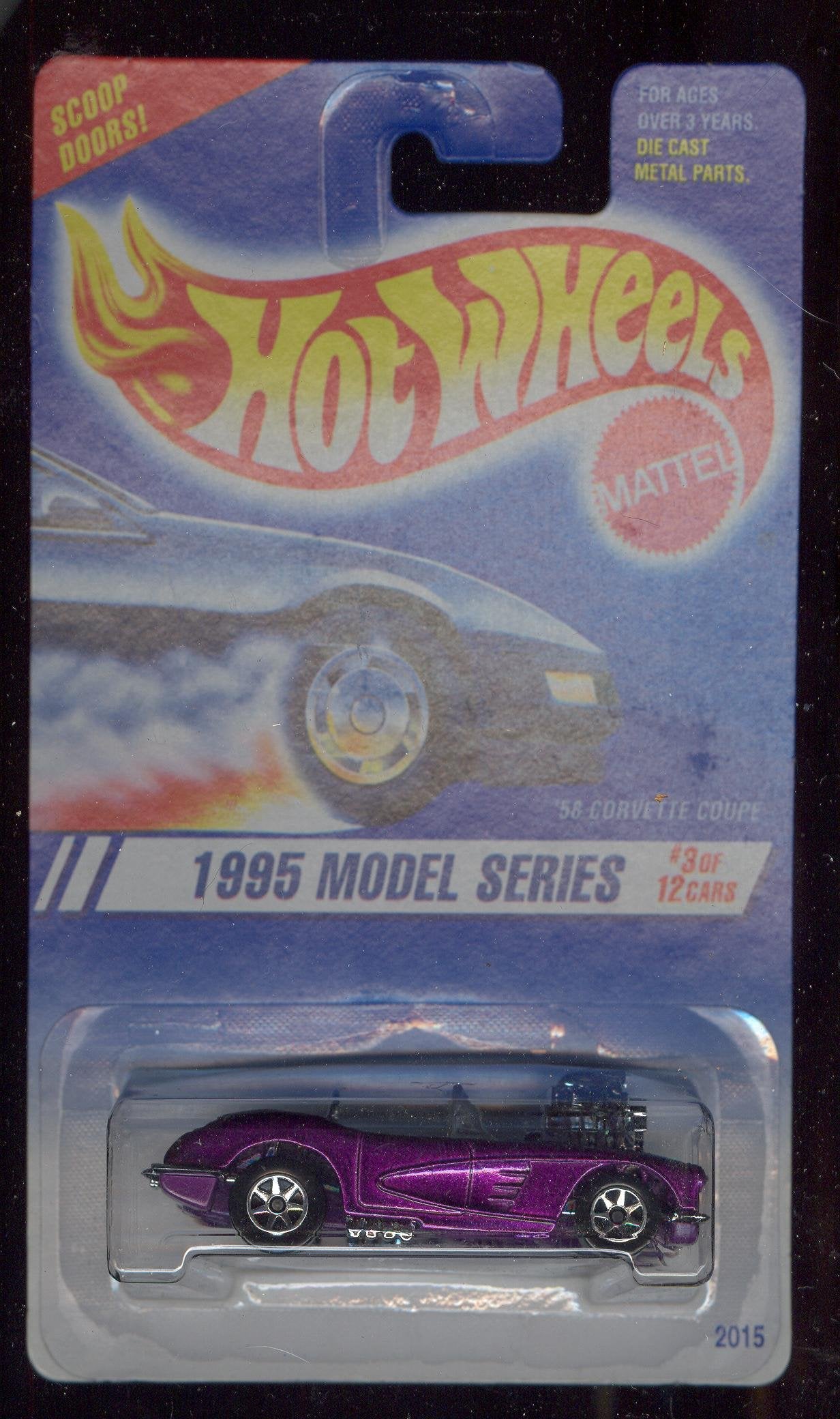 Hot Wheels 1995-3 of 12 PURPLE '58 Corvette Coupe Model Series 1:64 Scale
